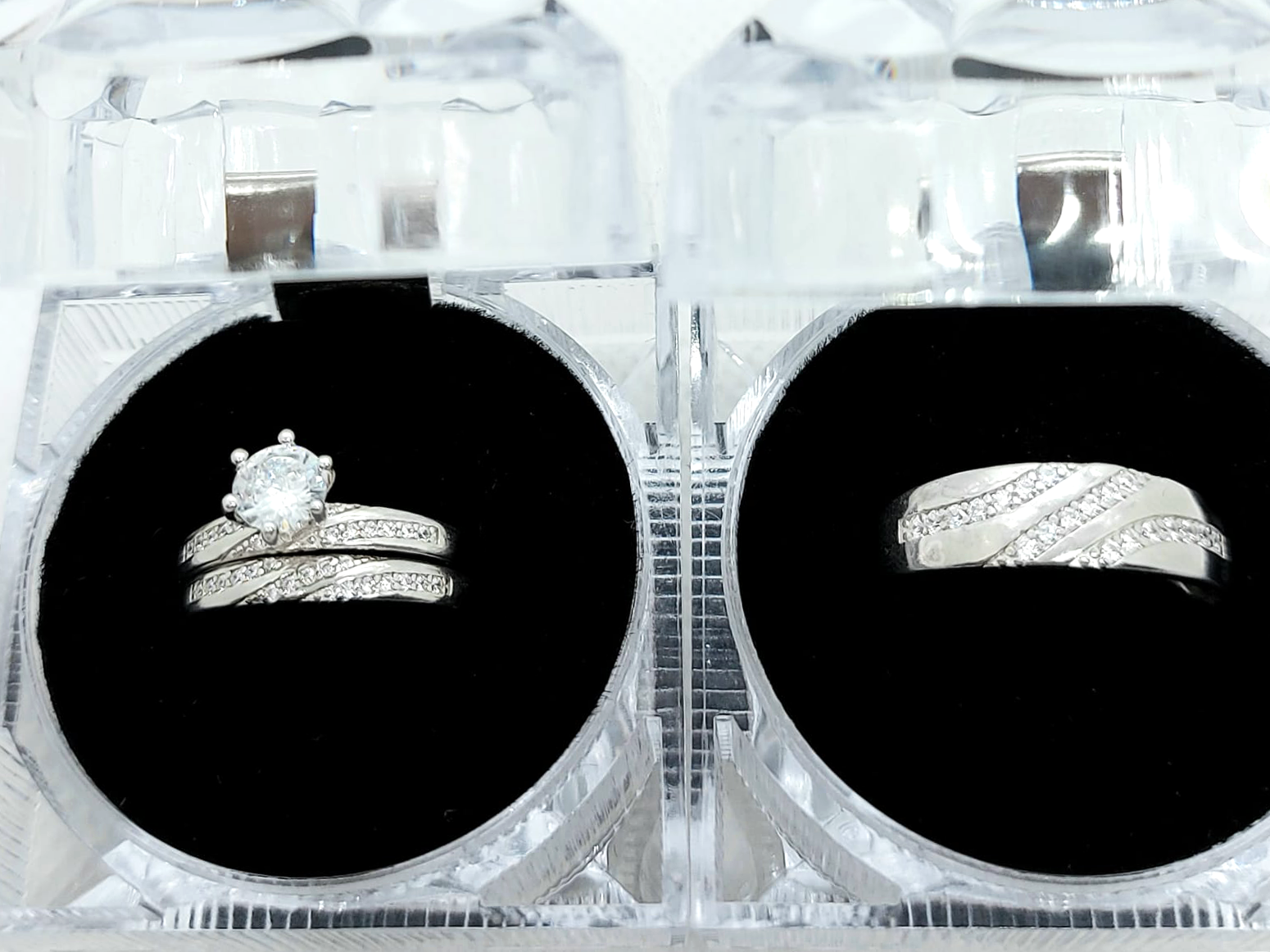 Silver His and Hers Wedding Set